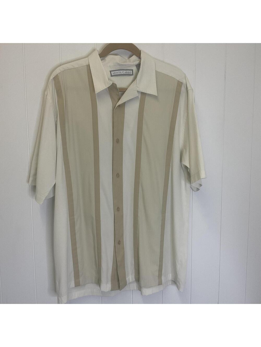 Monte Carlo Men's Size Large Gray White Short Sleeve Polo Shirt